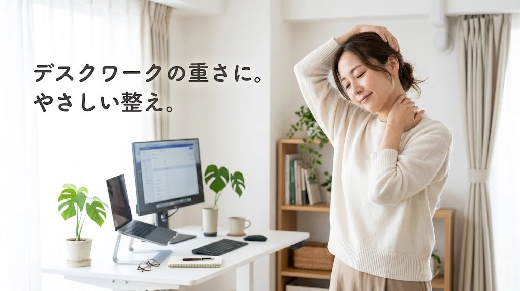 頭痛を伴う肩こりの悪化を防ぐためのやさしい整え方を伝えるヒーローイメージ