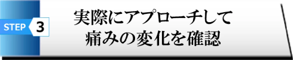 STEP3 実際にアプローチして痛みの変化を確認することを示す見出し画像