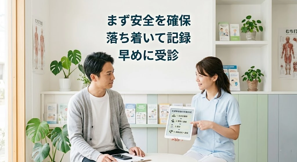 交通事故直後の対応について相談する男性のイメージ画像