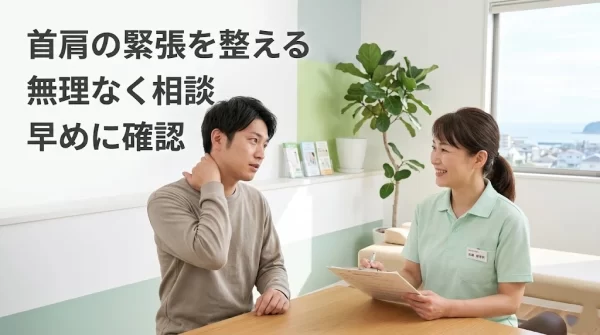 交通事故後に頭痛と肩こりの相談を受ける整骨院のイメージ画像