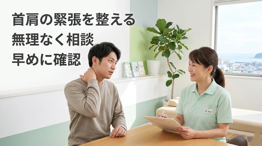 交通事故後に頭痛と肩こりの相談を受ける整骨院のイメージ画像
