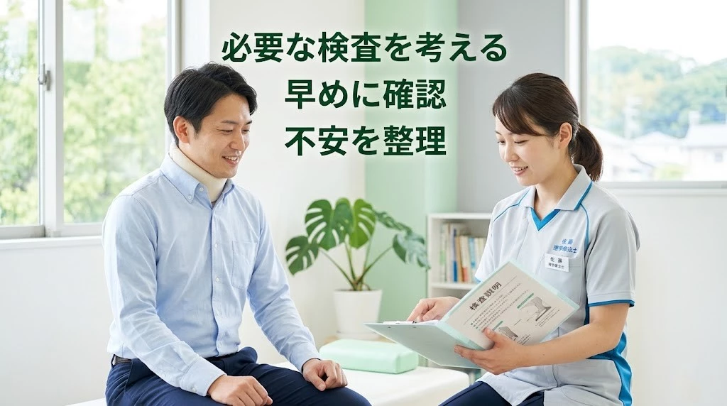 交通事故後に整形外科で検査の説明を受ける男性のイメージ画像