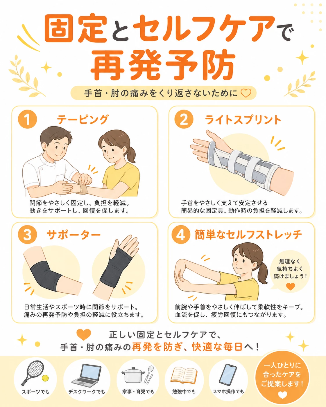 横須賀市の手肘ケアサポート｜腱鞘炎・ばね指・テニス肘・ゴルフ肘