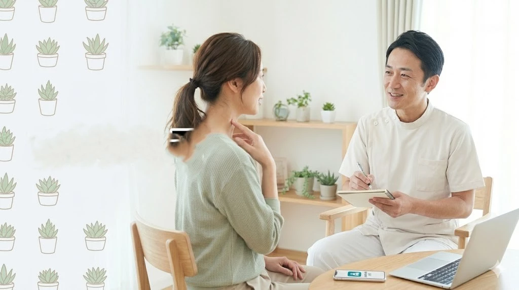 肩こりの相談時に丁寧なヒアリングを行う鍼灸整骨院ひまわりのイメージ