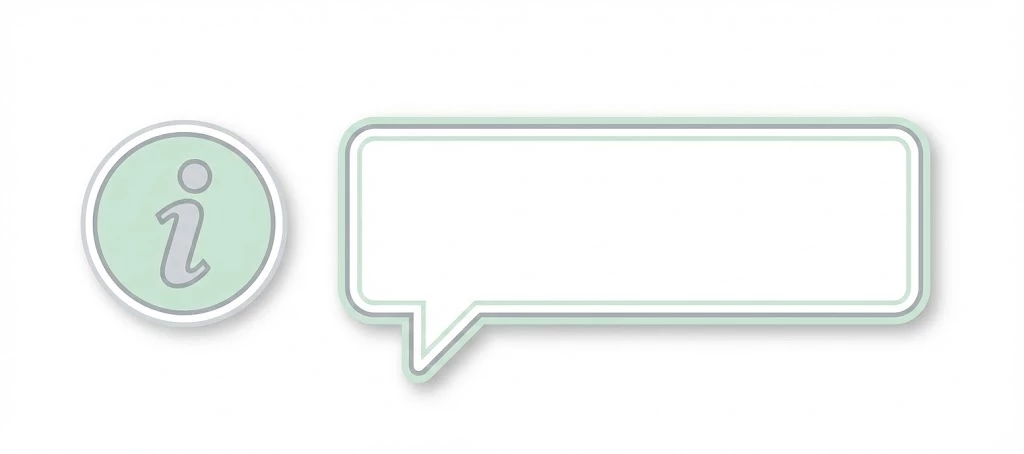 休診中のご案内を示すインフォメーションアイコンと吹き出しのデザイン