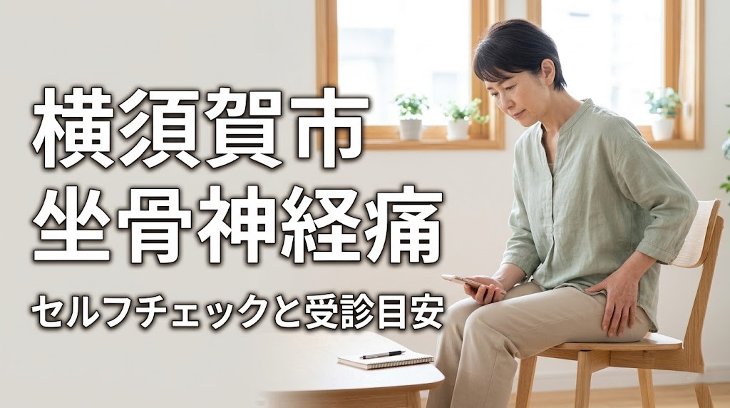 横須賀市で坐骨神経痛が気になる方へセルフチェックと受診目安を案内するアイキャッチ画像
