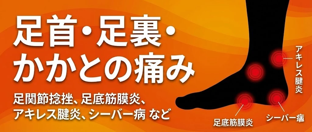 横須賀市のスポーツ障害で足首と足裏とかかとの痛みを探す入口バナー