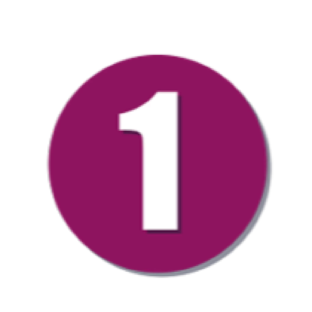 ひまわり式手肘サポートプログラムのステップ1を示す数字の一が書かれた丸いアイコン画像