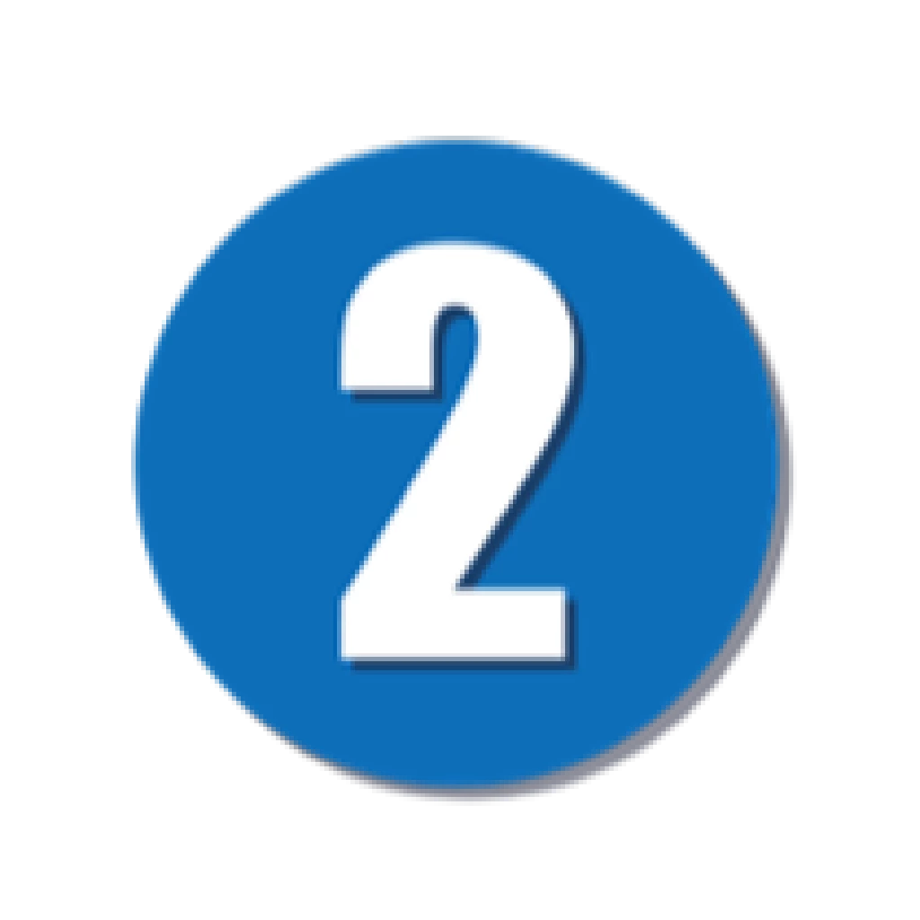 ひまわり式手肘サポートプログラムのステップ2を示す数字の二が書かれた丸いアイコン画像