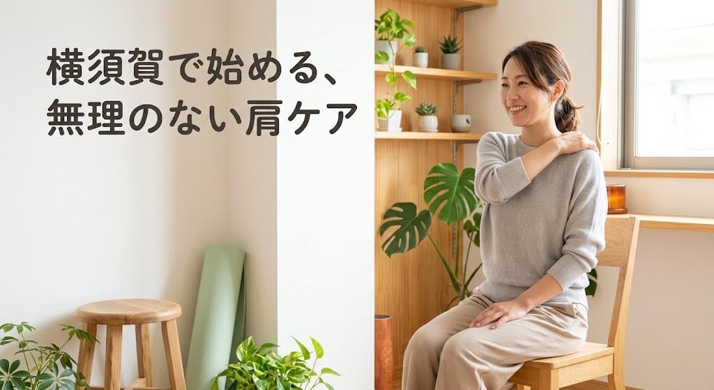 横須賀市で肩こり改善のためのやさしい筋トレに取り組むイメージ
