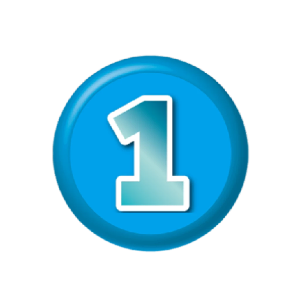 一番目のコースを示す青色の丸い数字一のアイコン