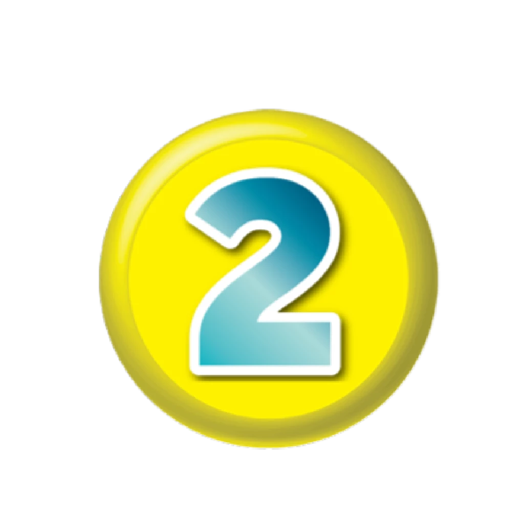 二番目のコースを示す黄色の丸い数字二のアイコン