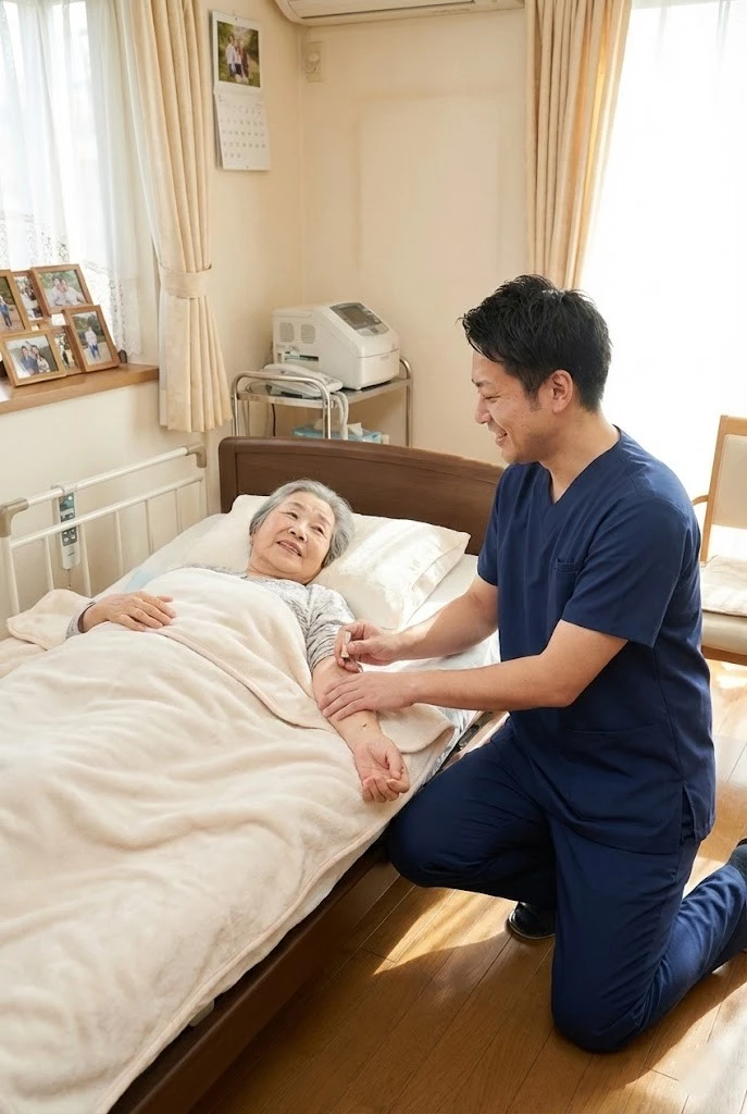 横須賀市の訪問鍼灸で利用者様の生活環境に合わせて関わる施術者のイメージ