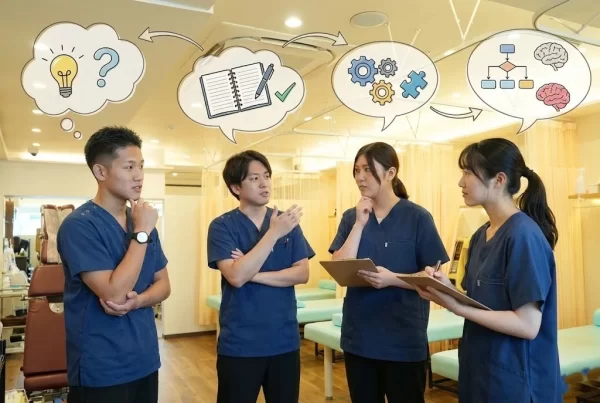 横須賀市の鍼灸整骨院ひまわりの教育制度 対話で考え方を整えるミーティング風景