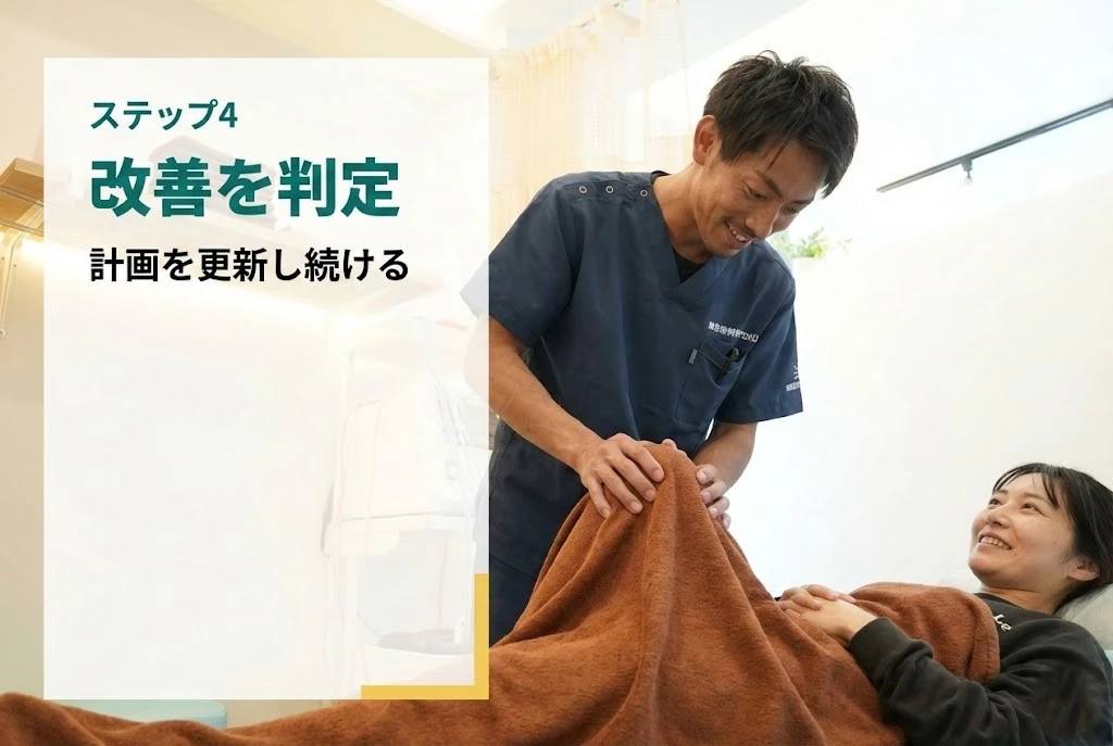 横須賀市の鍼灸整骨院ひまわりで施術後の反応を見ながら計画を更新する画像