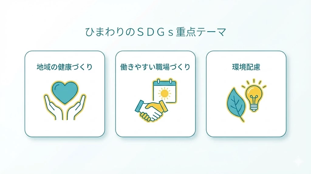 鍼灸整骨院ひまわりのSDGs重点テーマ3つ