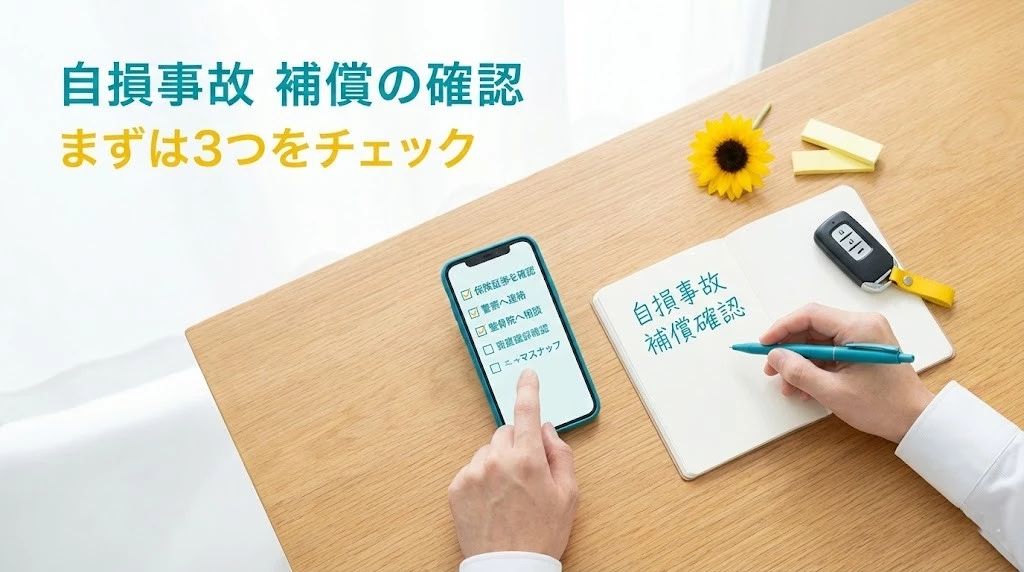 横須賀市の自損事故で補償確認と通院の流れを案内するヒーロー画像