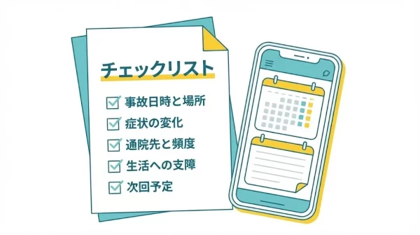 保険会社へ連絡する前のチェックリスト 事故情報 症状 通院頻度を整理