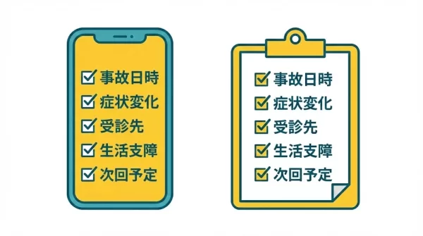 むちうちで保険会社に伝える要点をまとめたチェックリスト