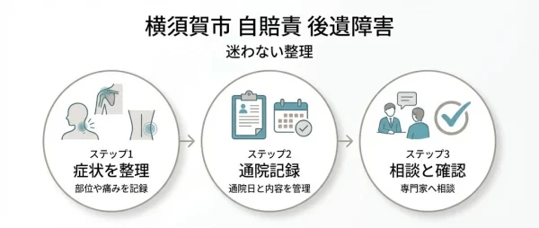 交通事故後に後遺障害が心配で通院計画を見直すイメージ
