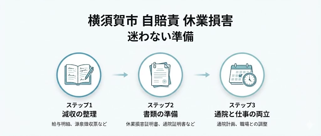 交通事故後の休業損害を整理して通院と仕事の両立を考えるイメージ