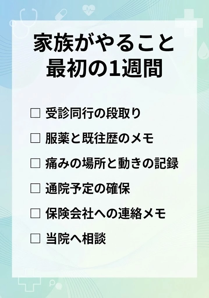 高齢者の交通事故で家族が用意する受診情報 横須賀市の高齢者交通事故で家族が準備する受診同行チェックリスト