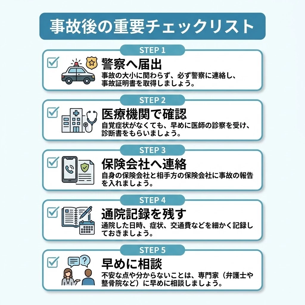 横須賀市 交通事故 自賠責保険 整骨院 初動チェックリスト