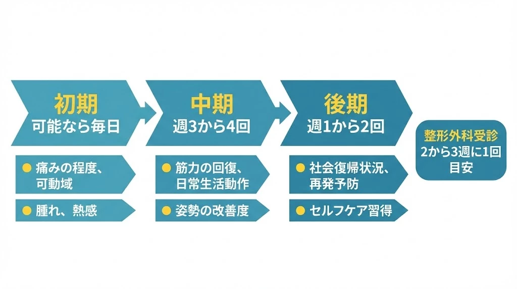 横須賀市の交通事故後腰痛の通院計画の目安図