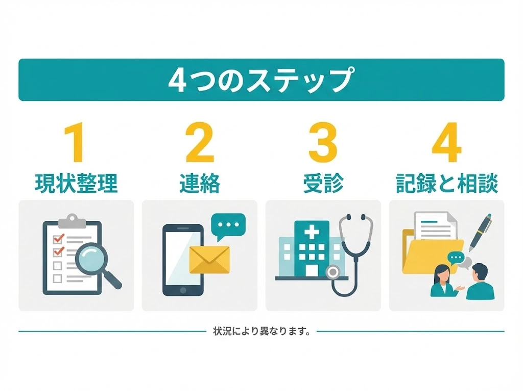 交通事故の転医を進める5つの手順の図