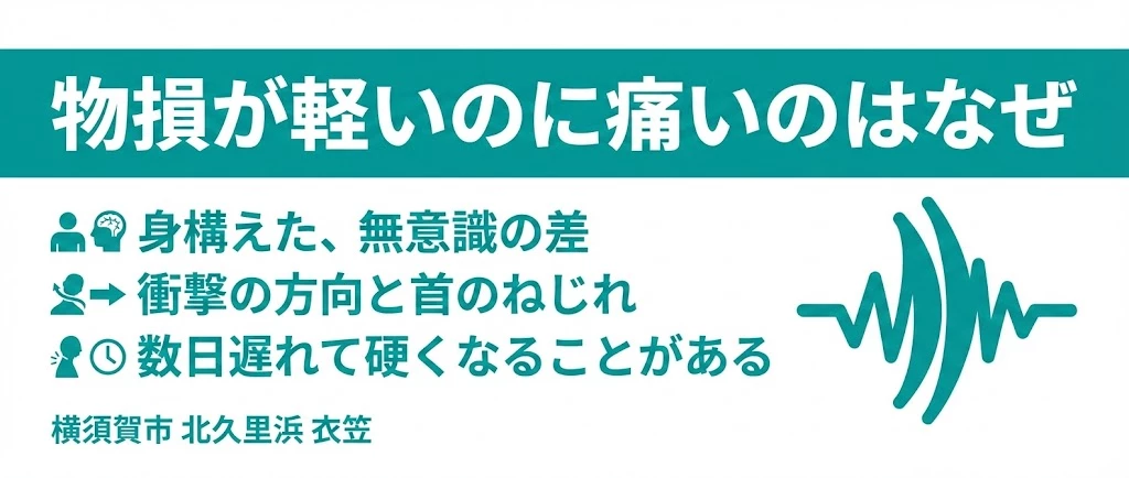 横須賀市で物損と身体症状を分けて考える 横須賀市で車の物損が軽く見えても首や腰が痛む時の考え方