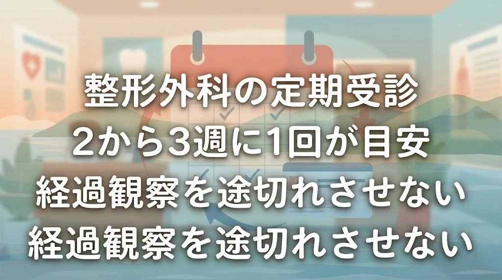 交通事故後の整形外科受診を2〜3週に1回案内する理由 横須賀市で交通事故後に整形外科と整骨院の併診予定を確認する人