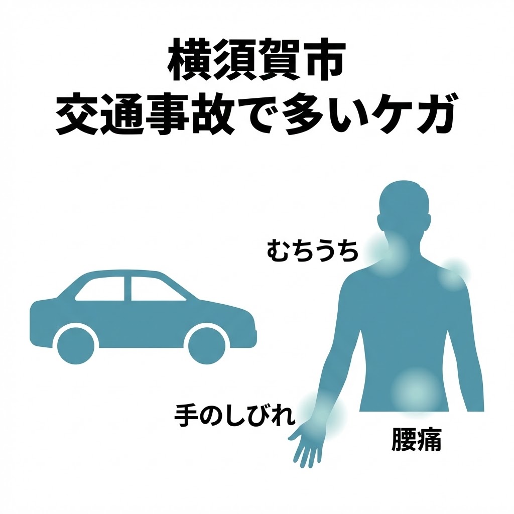 横須賀市の交通事故で多いケガ、むちうちと手のしびれと腰痛を分かりやすく解説