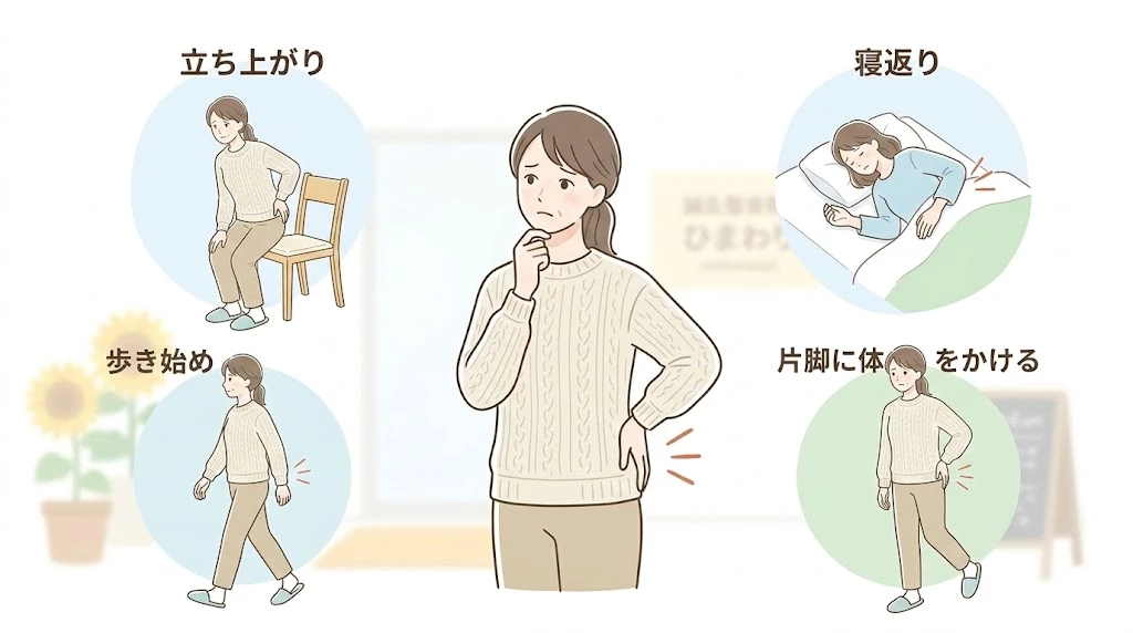 横須賀市でお尻横が痛いときのよくある場面を示すイメージ