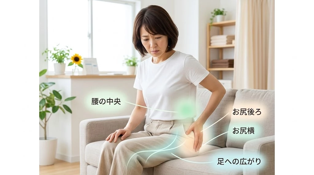 横須賀市でお尻横の痛みと腰痛やしびれの違いを考えるイメージ
