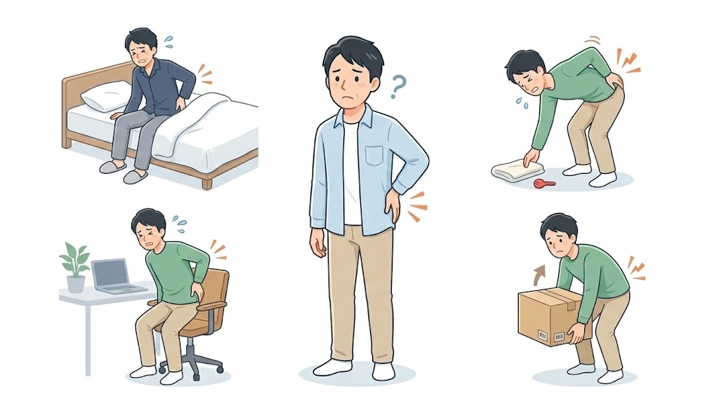 横須賀市でぎっくり腰を繰り返すきっかけになりやすい動作のイメージ