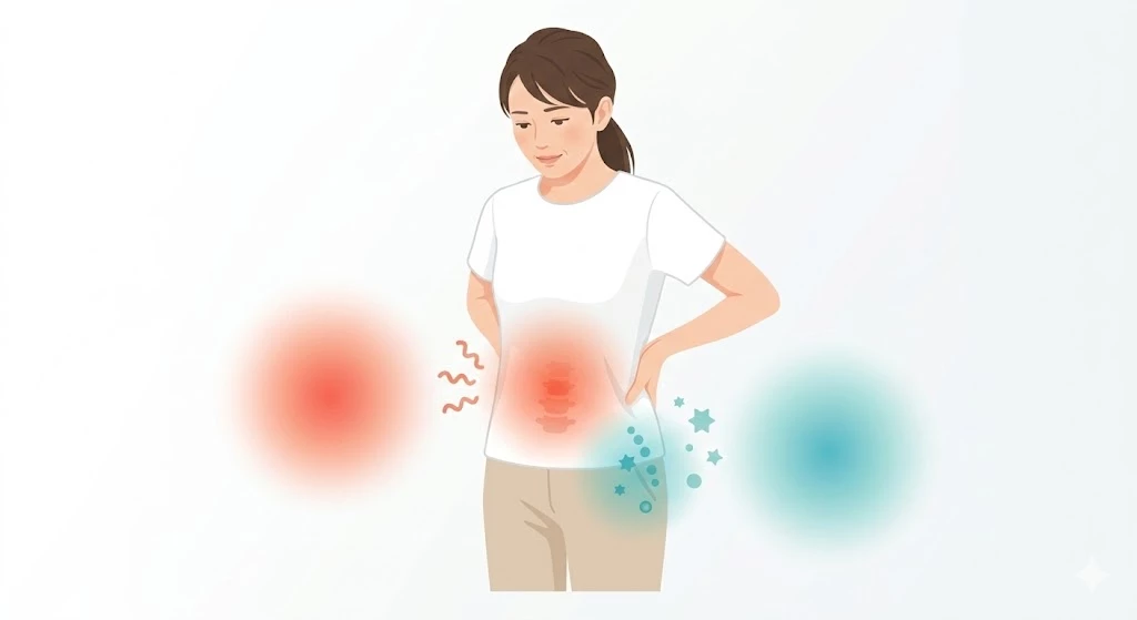 横須賀市で仙腸関節痛と腰痛の痛む場所の違いを示すイメージ