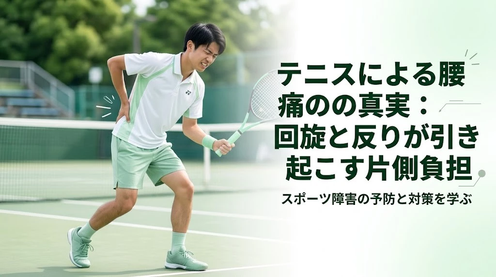 テニスのサーブや回旋で腰が痛む時に確認したいこと 横須賀市でテニス中に片側の腰を押さえるプレーヤー