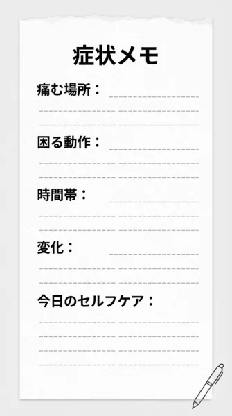 横須賀市の追突事故で症状メモを続けやすくするテンプレ画像
