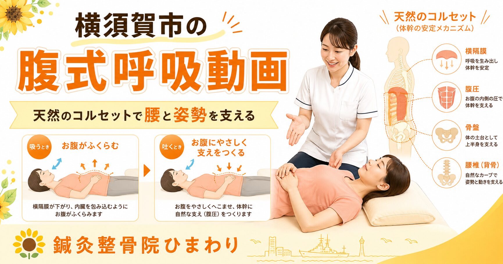 横須賀市で腹式呼吸による腰と姿勢の安定を目指す方へ天然のコルセットを作る動画を紹介する鍼灸整骨院ひまわりのアイキャッチ画像
