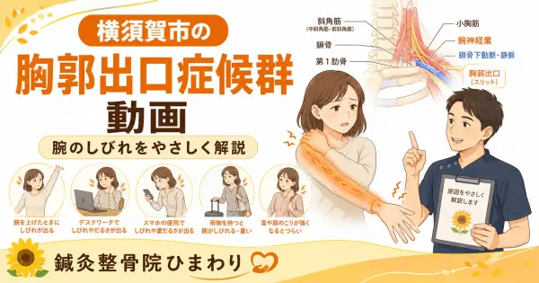 横須賀市で腕のしびれや肩から手にかけての違和感に悩む方へ胸郭出口症候群を動画で解説する鍼灸整骨院ひまわりのアイキャッチ画像