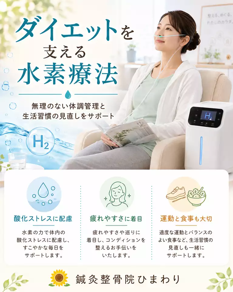 横須賀市で水素吸引が気になる方へ、無理のない体調管理、疲れやすさへの着目、運動と食事など生活習慣の見直しを解説する画像