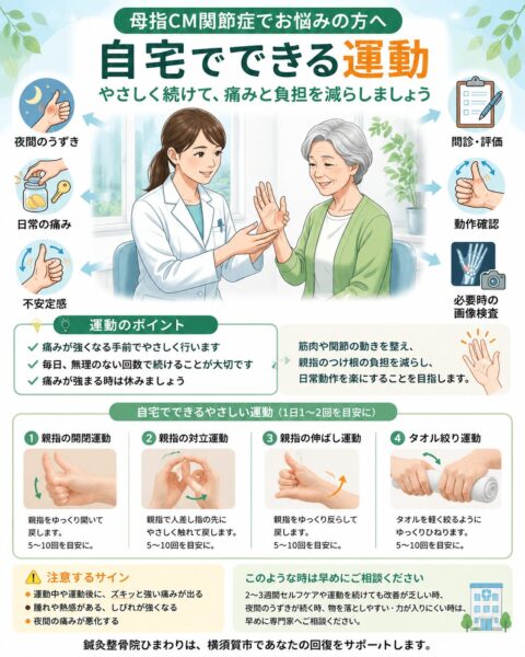 横須賀市で母指CM関節症の自宅でできる運動を紹介するスマホ用説明画像