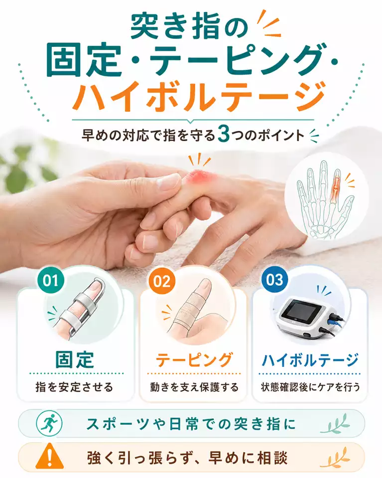 横須賀市で突き指にお悩みの方へ、固定、テーピング、ハイボルテージ施術のポイント 横須賀市で突き指にお悩みの方へ、固定、テーピング、ハイボルテージ施術を解説する画像