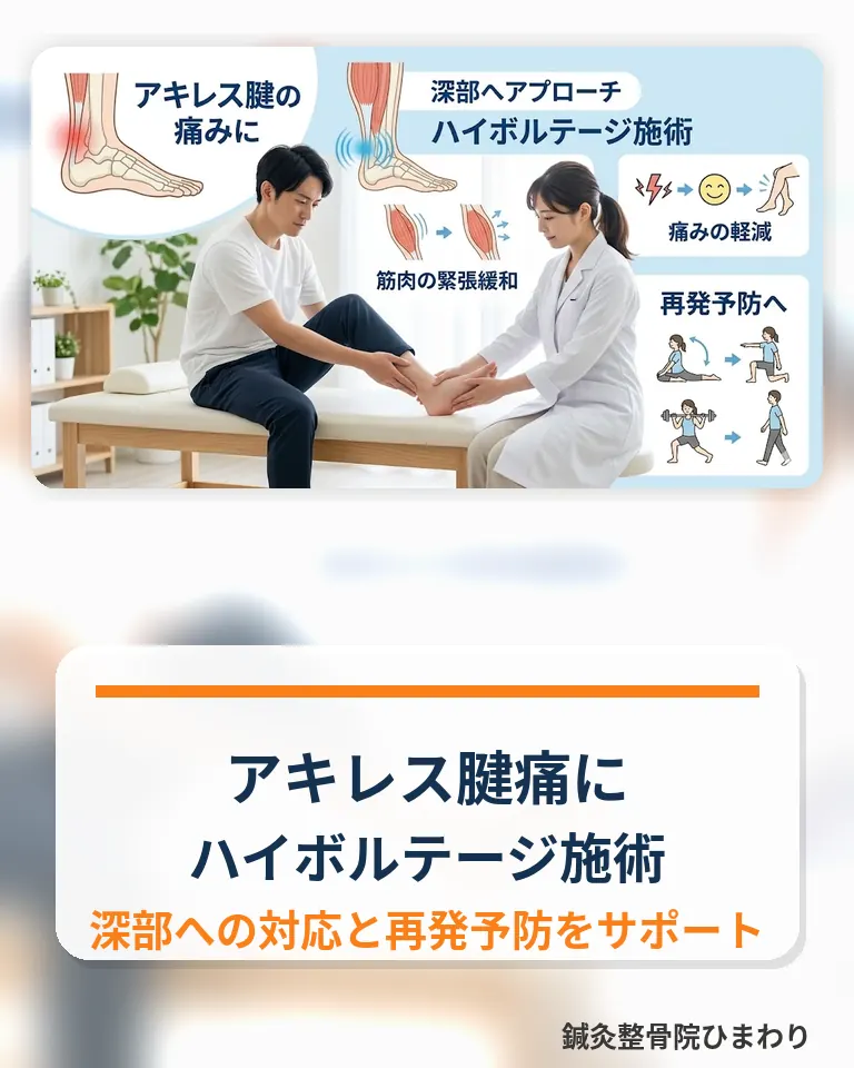 横須賀市でアキレス腱痛にハイボルテージ施術で対応するスマホ用画像