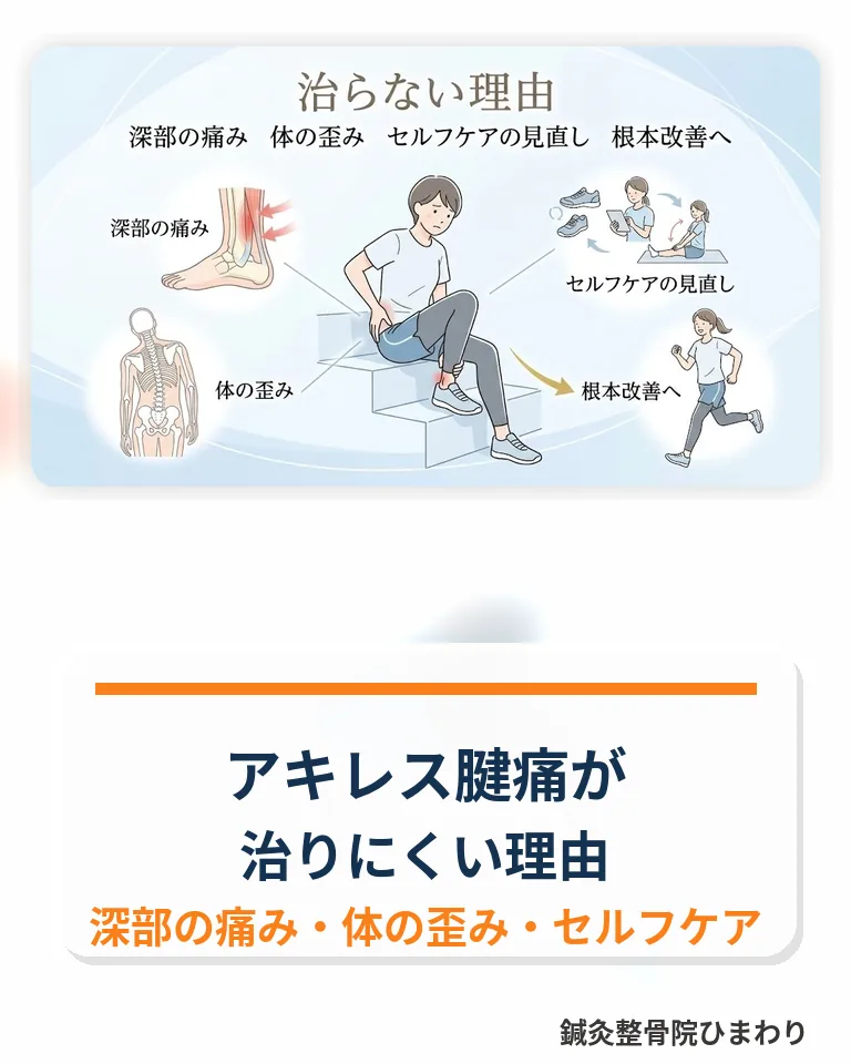 横須賀市でアキレス腱痛が落ち着きにくい理由とセルフケアを確認する 横須賀市でアキレス腱痛が落ち着きにくい理由を確認するスマホ用画像