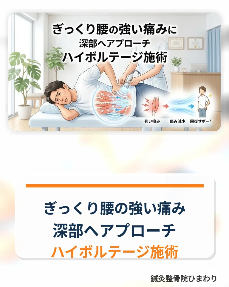 横須賀市でぎっくり腰の強い痛みにハイボルテージ施術で対応するスマホ用画像