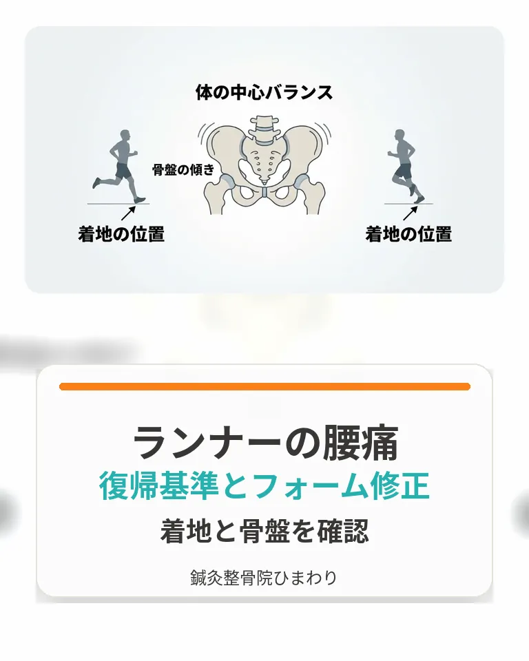 横須賀市でランナーの腰痛と復帰基準、フォーム修正を確認する画像