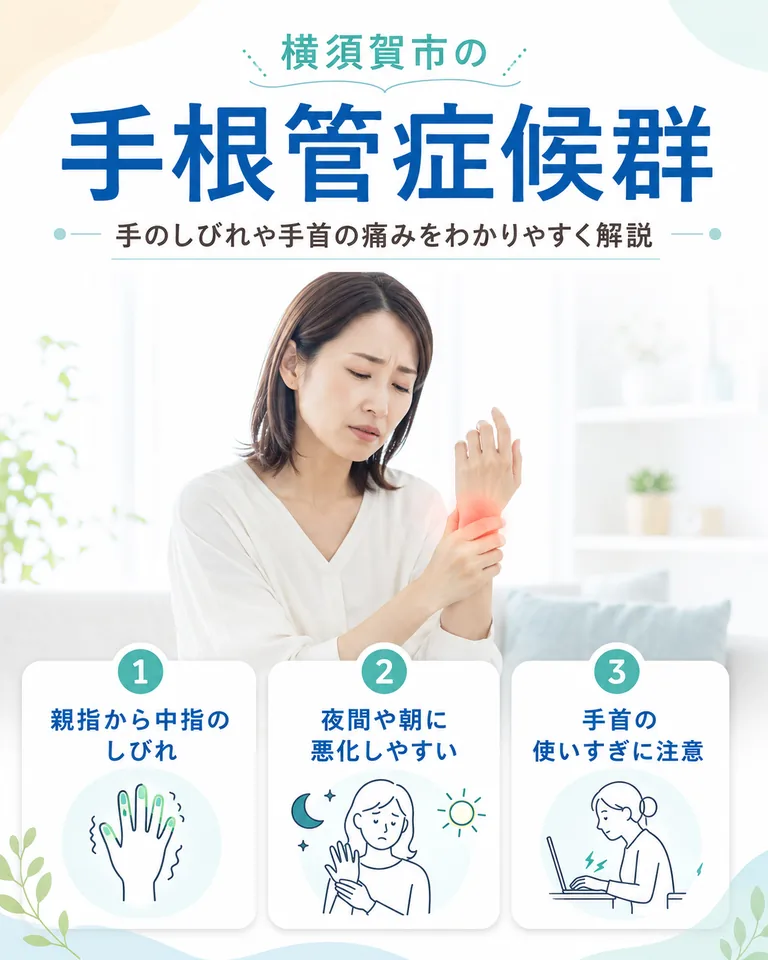 横須賀市で手根管症候群による手のしびれや手首の痛みを解説する画像