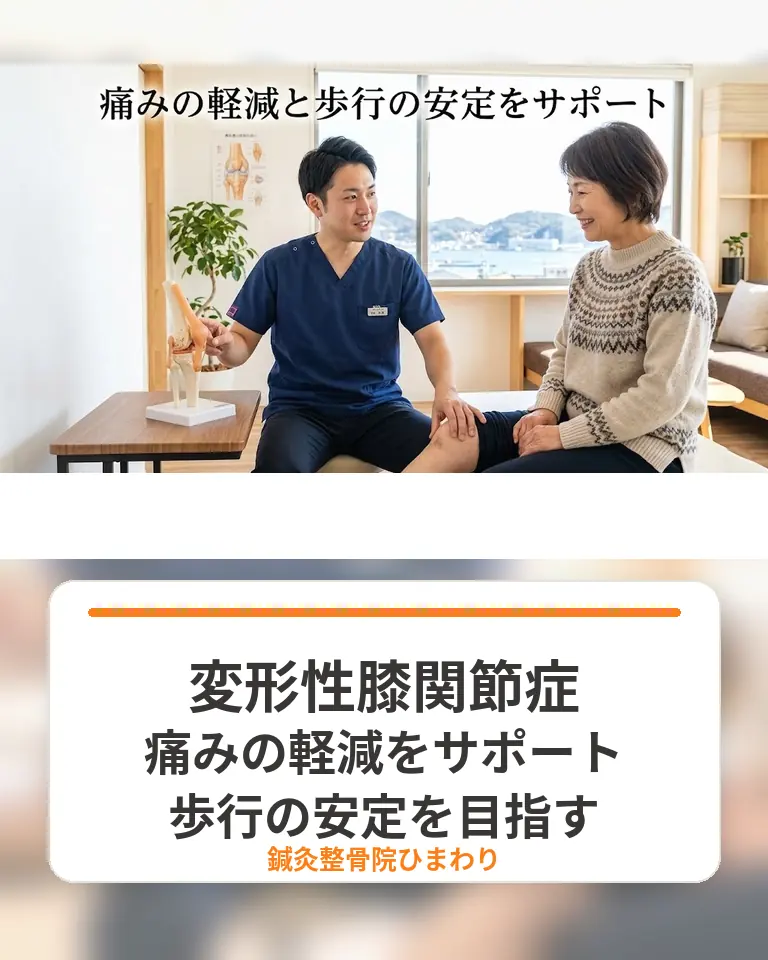 横須賀市で変形性膝関節症による膝の痛みと歩行を相談する 横須賀市で変形性膝関節症による膝の痛みと歩行を相談する鍼灸整骨院ひまわりの様子