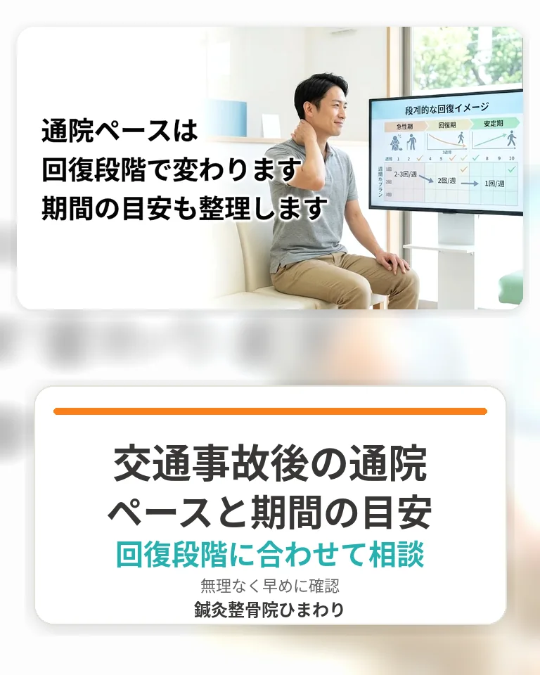 横須賀市の鍼灸整骨院ひまわり交通事故後の通院ペースと期間目安のスマホ用画像